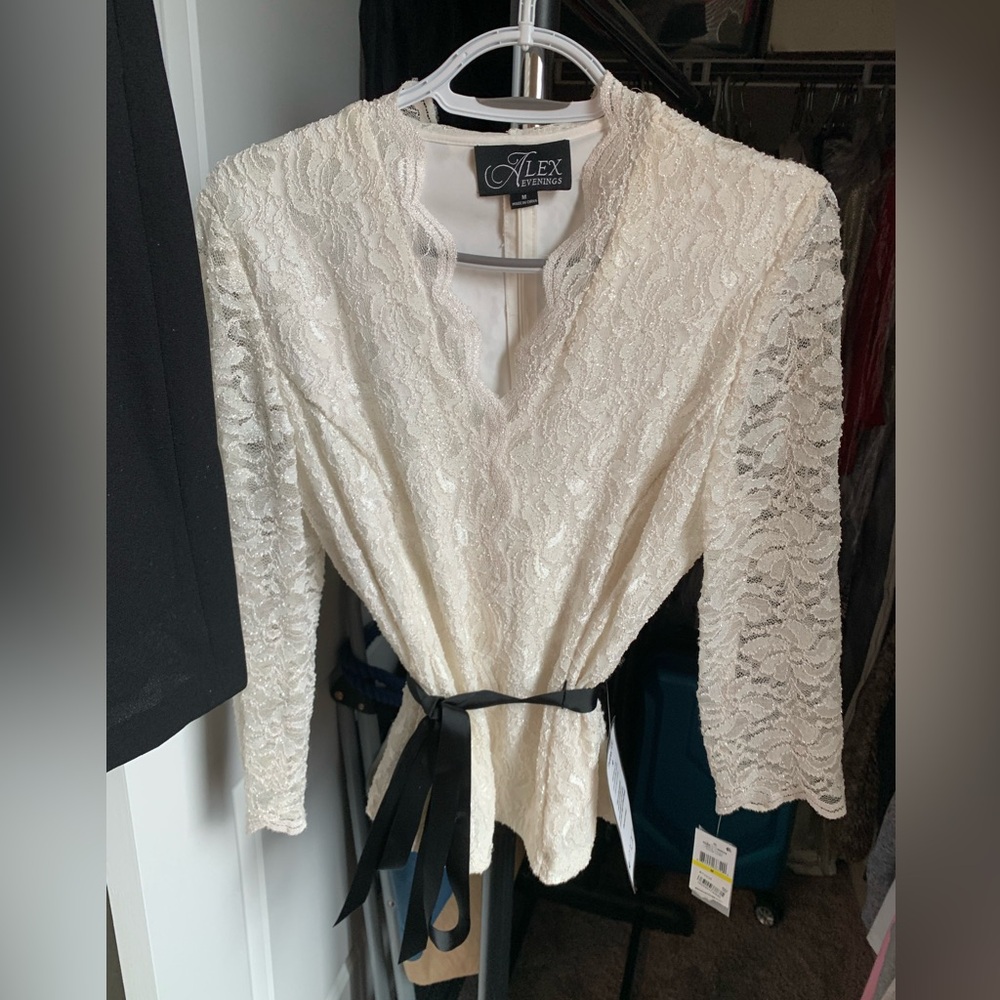 Alex Evenings light ivory formal blouse.